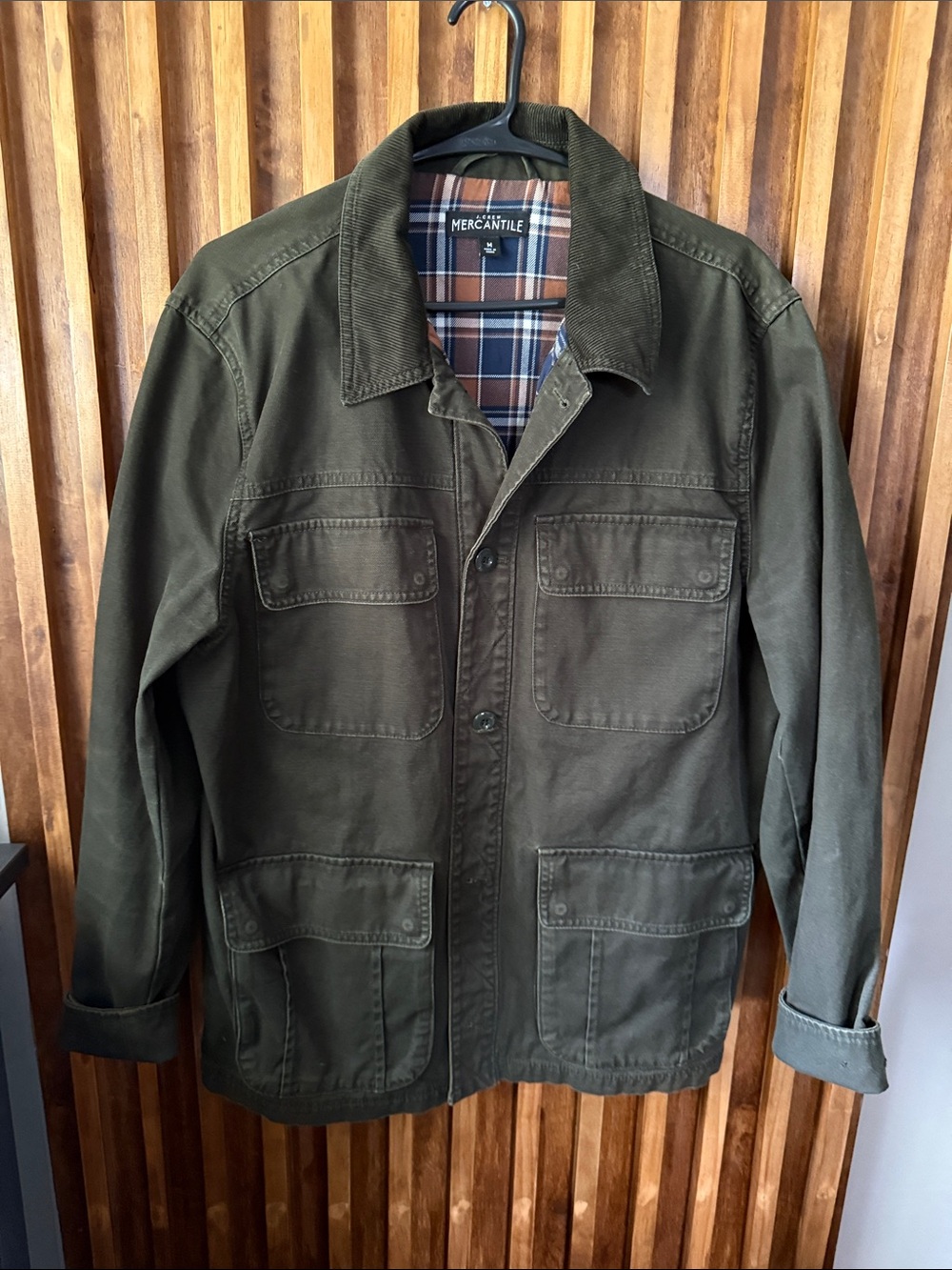 J crew Mercantile Canvas Utility Chore Barn Plaid Lined Jacket. M